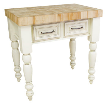 kitchen islands butcher block on Antique White Kitchen Island With Butcher Block Top Is On Display In