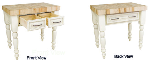kitchen island with butcher block top