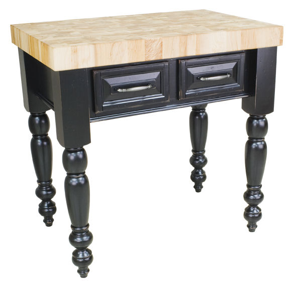 kitchen island with butcher block top