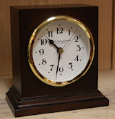 Square Desk Clock with Mahogany Finish