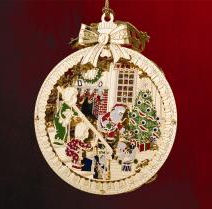 baldwin santa with children ornament