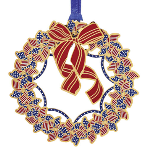 Patriotic Wreath Christmas Ornament