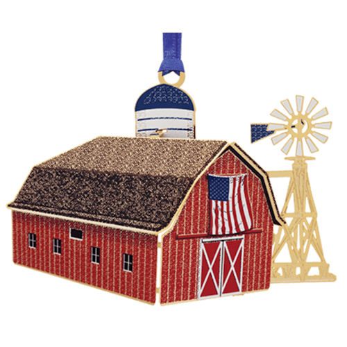 Americana Barn Christmas Ornament