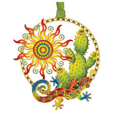Lizard & Cactus Christmas Ornament