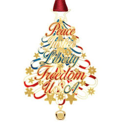 Patriotic Word Tree Christmas Ornament