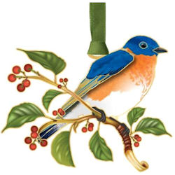 Bluebird in Nature Christmas Ornament