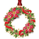 #62891 Poinsettia Wreath Christmas Ornament
