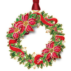 Poinsettia Wreath Christmas Ornament