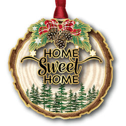 Home Sweet Home Wood Slice Christmas Ornament