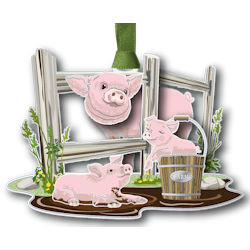 Mama Pig & Piglets Christmas Ornament