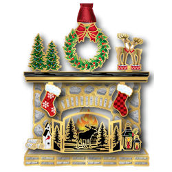 Woodland Fireplace Christmas Ornament