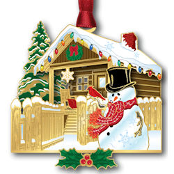 Holiday Log Cabin Christmas Ornament