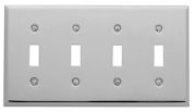 Baldwin square beveled edge quad toggle switch plate