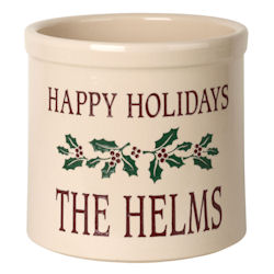 Personalized Holiday Holly Crock